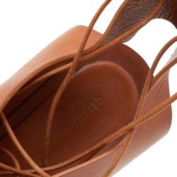 Pre Owned Celine Brown Leather Ankle Strap Flat Sandals Size 39.5