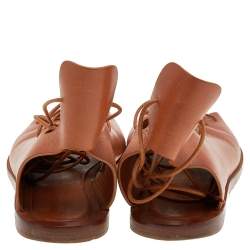 Pre Owned Celine Brown Leather Ankle Strap Flat Sandals Size 39.5