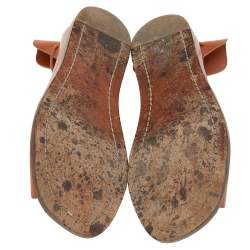 Pre Owned Celine Brown Leather Ankle Strap Flat Sandals Size 39.5