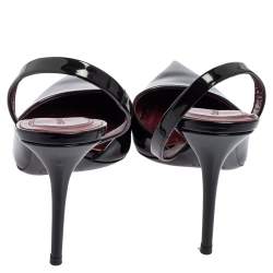 Pre Owned حذاء كعب عالي سيلين جلد لامع أسود دورساي فتحة كعب مقاس 37.5