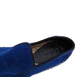 Pre Owned Celine Blue Calf Hair Espadrille Flats Size 37