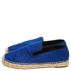 Pre Owned Celine Blue Calf Hair Espadrille Flats Size 37