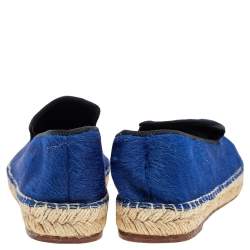 Pre Owned Celine Blue Calf Hair Espadrille Flats Size 37