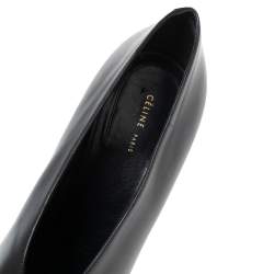 Pre Owned Celine Black Leather V Neck Pointed Toe Pumps Size 38