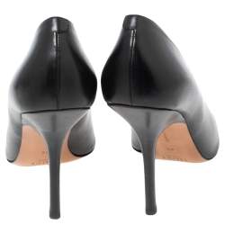 Pre Owned Celine Black Leather V Neck Pointed Toe Pumps Size 38