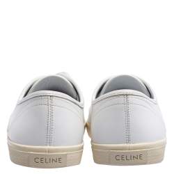 Pre Owned Celine White Leather Felix Low-Top Sneakers Size 39