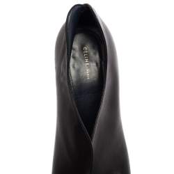 Celine Black Leather V-Neck Block Heel Pumps Size 38.5