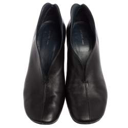 Celine Black Leather V-Neck Block Heel Pumps Size 38.5
