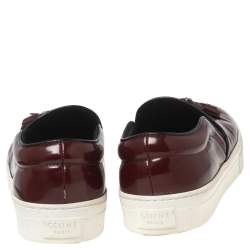 Celine Burgundy Leather Tassel Slip On Sneakers Size 37.5