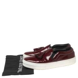 Celine Burgundy Leather Tassel Slip On Sneakers Size 37.5