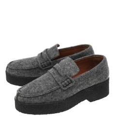 Pre Owned Celine Grey Wool Slip on Loafers Size 36