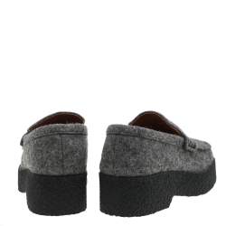 Pre Owned Celine Grey Wool Slip on Loafers Size 36