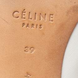 Pre Owned Celine White/Black Leather Knee Length Boots Size 39