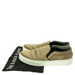 Celine Olive Green Satin Slip On Sneakers Size 39