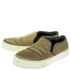 Celine Olive Green Satin Slip On Sneakers Size 39