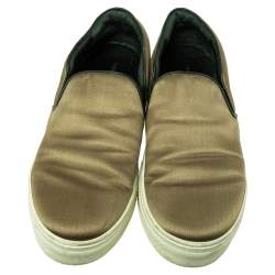 Celine Olive Green Satin Slip On Sneakers Size 39