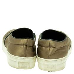 Celine Olive Green Satin Slip On Sneakers Size 39