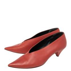 Pre Owned حذاء كعب عالي سيلين جلد برتقالي محمر حرف في مقاس 39