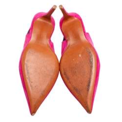 مملوكة مسبقًا Celine Pink Suede V Neck Slingback Pumps  Size 38
