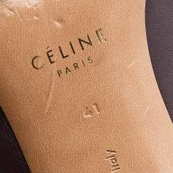 مملوكة مسبقًا حذاء كعب عالي سيلين مقدمة مدببة رقبة في جلد عنابي مقاس 41