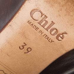 Pre Owned Celine Brown Leather Buckle Detail Platform Knee Length Boots Size 39