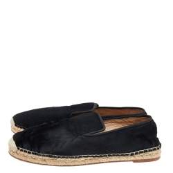 Pre Owned Celine Black Calf Hair Espadrille Flats Size 41