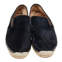 Pre Owned Celine Black Calf Hair Espadrille Flats Size 41