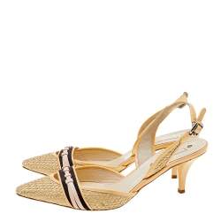 Celine Multicolor Patent Leather and Straw Slingback Sandals Size 41