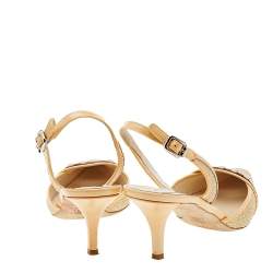Celine Multicolor Patent Leather and Straw Slingback Sandals Size 41