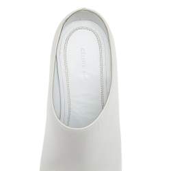 Pre Owned Celine White Leather Studded Pointed-Toe Booties Size 39