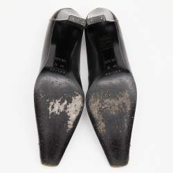 مملوكة مسبقًا حذاء كعب عالي سيلين جلد أسود فينتدج مقدمة مدببة مقاس 39