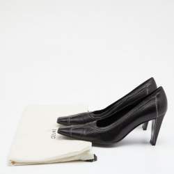 مملوكة مسبقًا حذاء كعب عالي سيلين جلد أسود فينتدج مقدمة مدببة مقاس 39