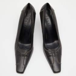 مملوكة مسبقًا حذاء كعب عالي سيلين جلد أسود فينتدج مقدمة مدببة مقاس 39