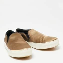 Celine Olive Green Satin Slip-On Sneakers Size 41