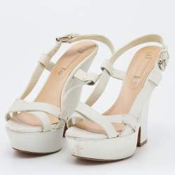 Celine White Leather Strappy Platform Sandals Size 37