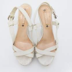 Celine White Leather Strappy Platform Sandals Size 37