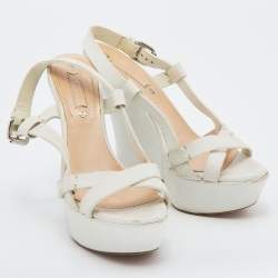 Celine White Leather Strappy Platform Sandals Size 37