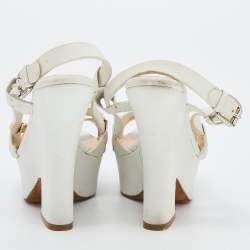 Celine White Leather Strappy Platform Sandals Size 37
