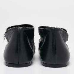 Celine Black Leather V Neck Pointed Toe Flats Size 36.5