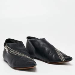 Celine Black Leather V Neck Pointed Toe Flats Size 36.5