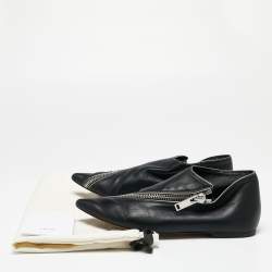 Celine Black Leather V Neck Pointed Toe Flats Size 36.5