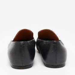 Celine Black/Brown Python Embossed And Leather Slip On Loafers Size 38.5    