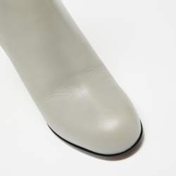 Pre Owned Celine Grey Leather Zip Up Ankle Boots Size 38