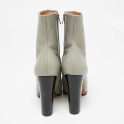 Pre Owned Celine Grey Leather Zip Up Ankle Boots Size 38