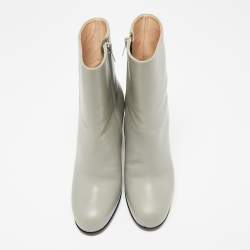 Pre Owned Celine Grey Leather Zip Up Ankle Boots Size 38