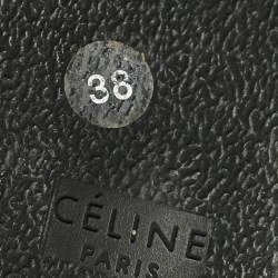 Pre Owned Celine Black Patent Leather Wedge Platform Ankle Strap Sandals Size 38