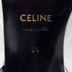 مملوكة مسبقًا Celine White/Black Patent and Leather Sharp Slingback Pumps Size 39