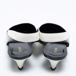 مملوكة مسبقًا Celine White/Black Patent and Leather Sharp Slingback Pumps Size 39