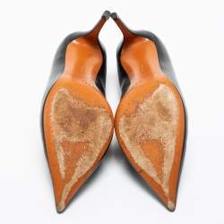 Pre Owned Celine Black Leather V Neck Pumps Size 38