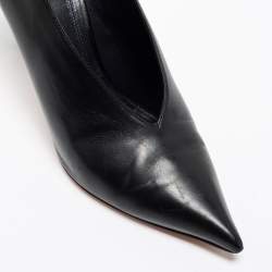 Pre Owned Celine Black Leather V Neck Pumps Size 38
